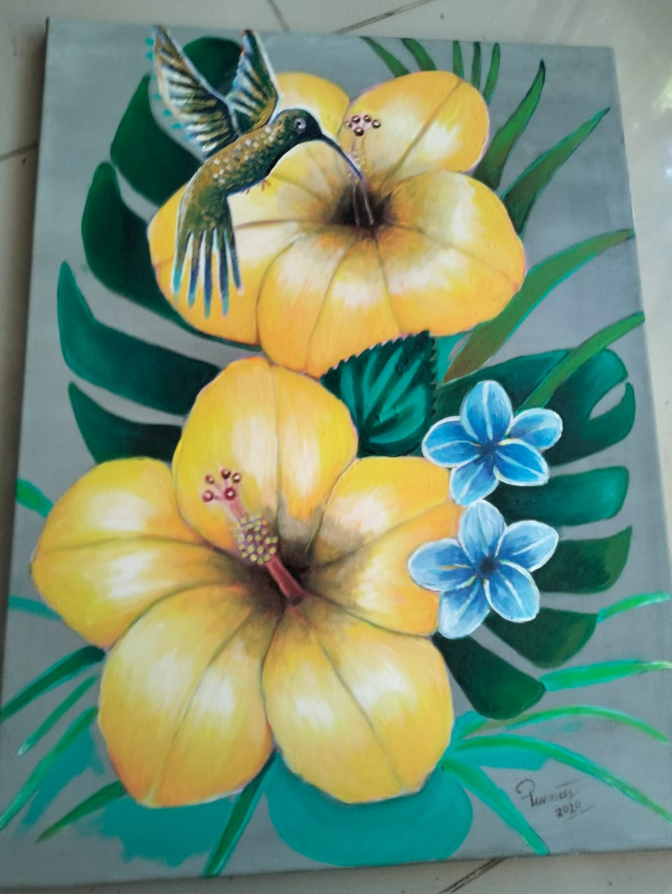 Pica Flor ; medidas 46 Cm × 61 Cm . Acrílico sobre lienzo 2026