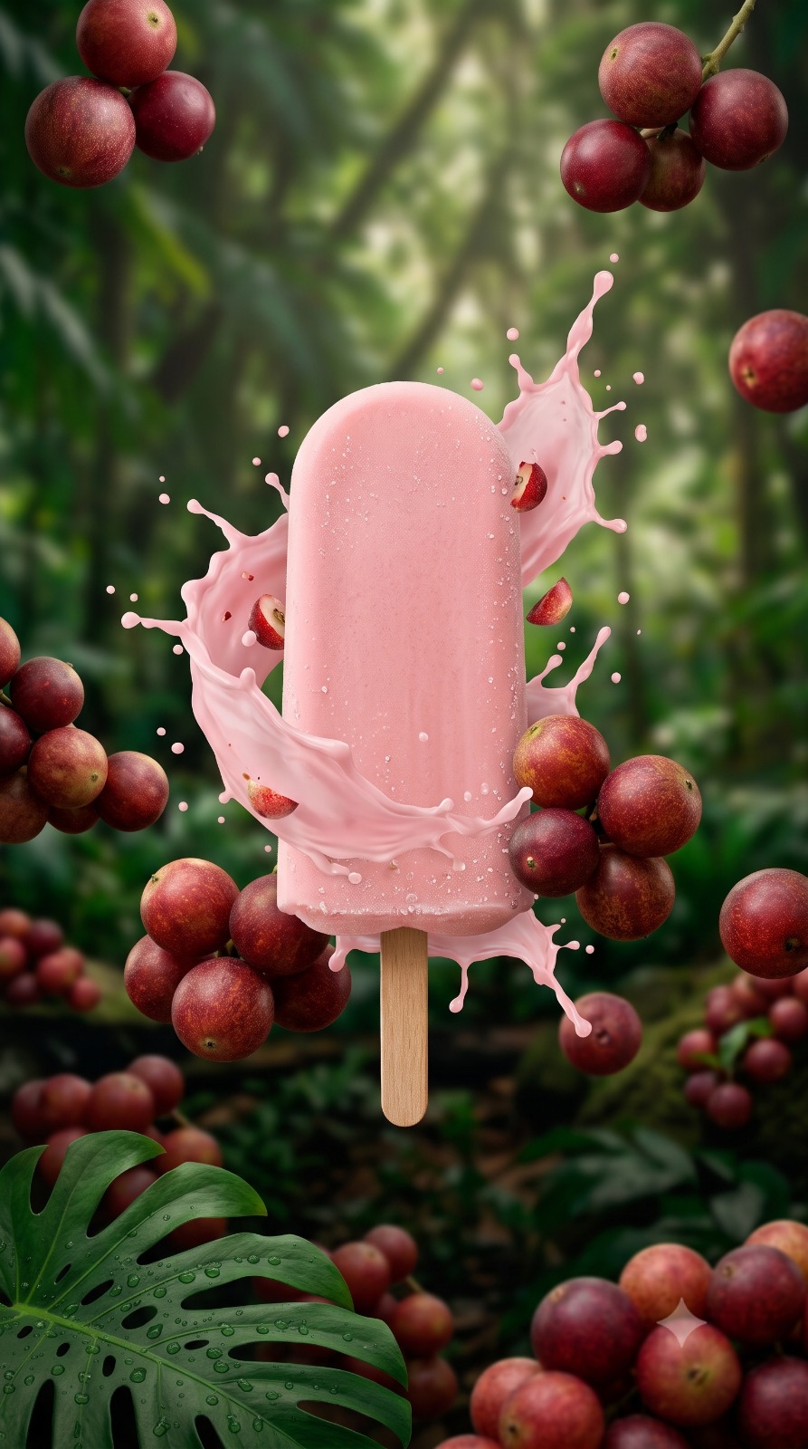 Helado de fruta natural camu camu a base de leche
