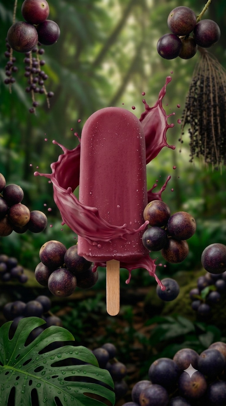 Helado de fruta natural asai/acai a base de leche