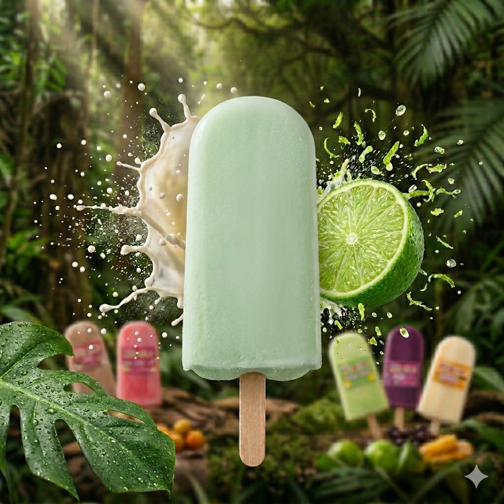 Helado de fruta natural Limón tahiti a base de leche