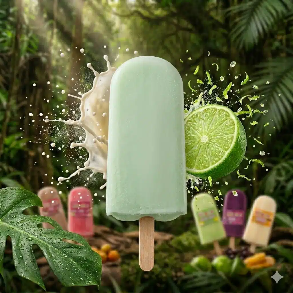 Helado de fruta natural Limón tahiti a base de leche