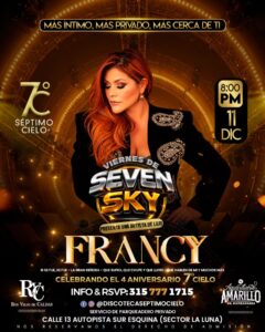 Francy en Vivo – 4to Aniversario Crossover Septimo Cielo en Cali - Discoteca Séptimo Cielo Cali