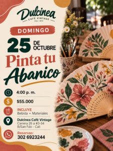 Taller de Pinta tu Abanico – Dulcinea Cafe Vintage en Cali - Dulcinea Café Vintage Cali: el restaurante vegano que enamora incluso a quienes no son veganos